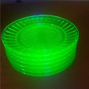 Six uranium glass salad plates 😍